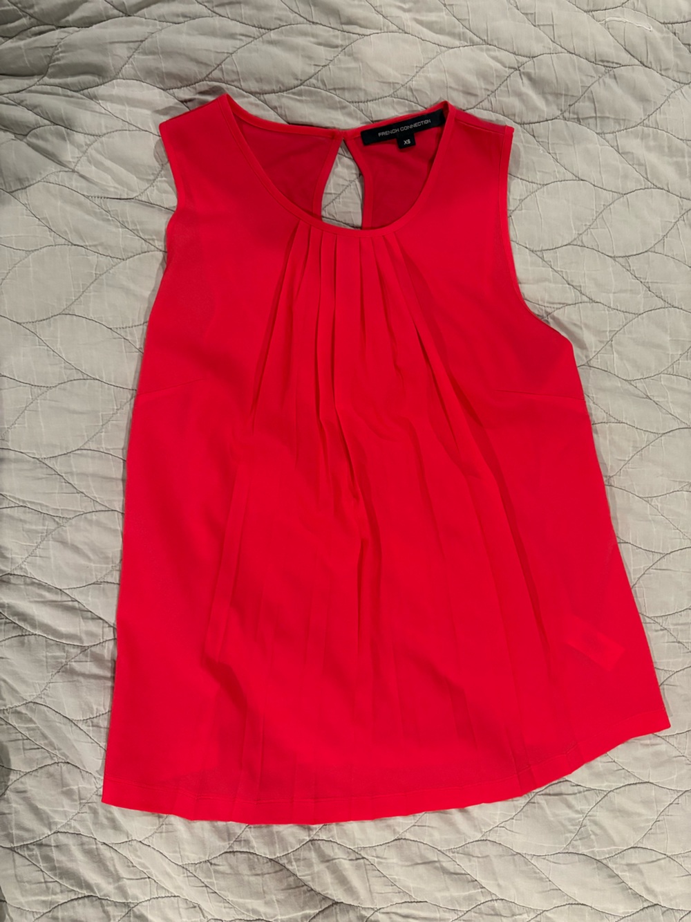 French Connection Red Sleeveless Pleated Front Blouse
